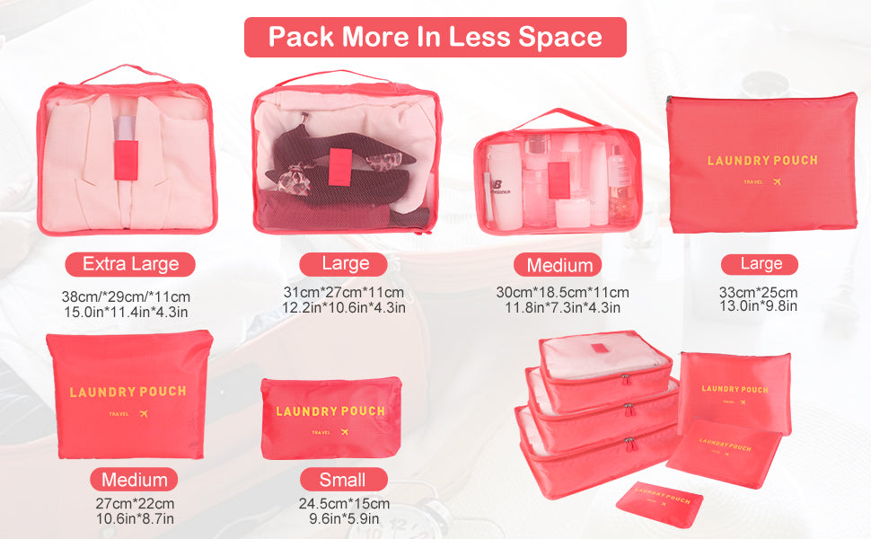 Set of 6 Packing Cube Set for Travel