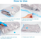 Reusable Ziplock Vacuum Storage Space Saver Plastic Bags for Clothes with Travel Hand Pump - Pack of 5 (2S (60Cmx80Cm), 2M (50Cmx70Cm), 1L(80Cmx100Cm)) - White