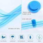 Reusable Ziplock Vacuum Storage Space Saver Plastic Bags for Clothes with Travel Hand Pump - Pack of 5 (2S (60Cmx80Cm), 2M (50Cmx70Cm), 1L(80Cmx100Cm)) - White