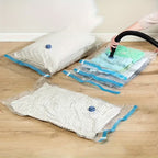 Reusable Ziplock Vacuum Storage Space Saver Plastic Bags for Clothes with Travel Hand Pump - Pack of 5 (2S (60Cmx80Cm), 2M (50Cmx70Cm), 1L(80Cmx100Cm)) - White