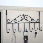 Door Hanger with 7 Hooks Over The Door Hooks,Overdoor Towel Rack,Metal Heavy-Duty Door Hanger Hook Storage Organizer for Hanging